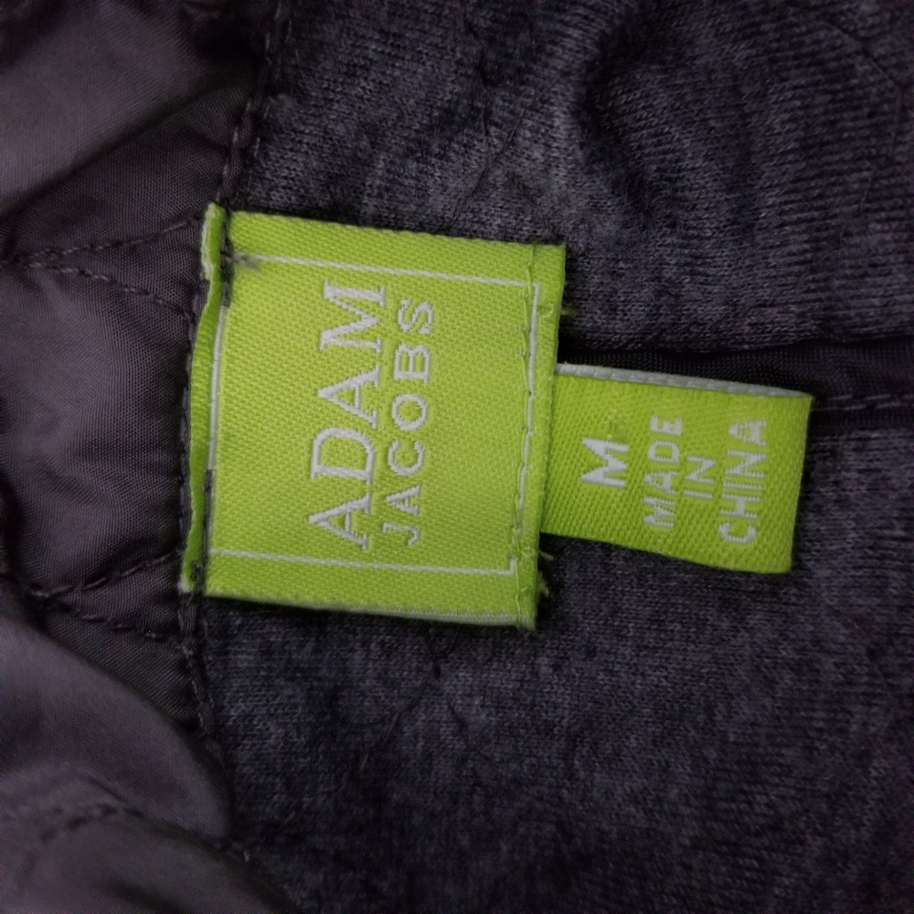 ADAM JACOBS | gray quilted zip large collar jacket - Picture 5 of 6